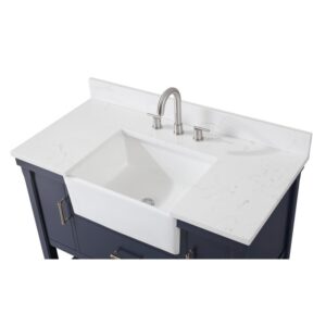 Chans Furniture FW-7042-NB42 42 Inches Kendia Farmhouse Sink Bathroom Vanity In Navy Blue