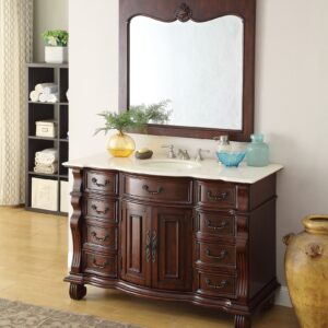 Chans Furniture GD-4437M-50 Hopkinton 50 Inch Light Cherry Bathroom Sink Vanity, Cream Marble Countertop