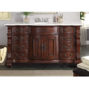 Chans Furniture GD-4437W-60 60 Inch Benton Collection Old World Hopkinton Bathroom Sink Vanity in Light Cherry Finish