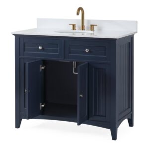 Chans Furniture GD-47535NB 42 Inches Thomasville Cottage Style Single Sink Bathroom Vanity In Navy Blue