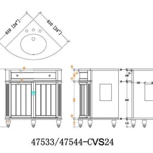 Chans Furniture ZK-47544BU 24 Inch Benton Collection Light Blue Thomasville Corner Bathroom Sink Vanity