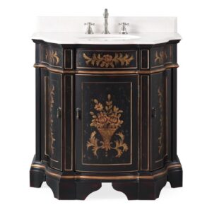 Chans Furniture HF-090BK 35 Inches Benton Collection Crossfield Antique Style Bathroom Vanity In Black