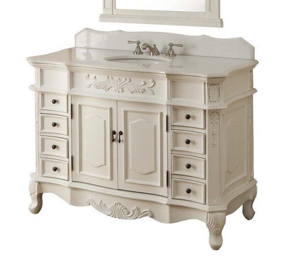 Chans Furniture HF-2815W-AW-42 Morton 42 Inch Antique White Bathroom Sink Vanity