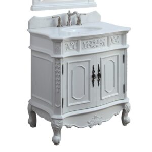 Chans Furniture HF021W-AW 33 Inches Benton Collection Antique Benson Single Sink Bathroom Vanity In White