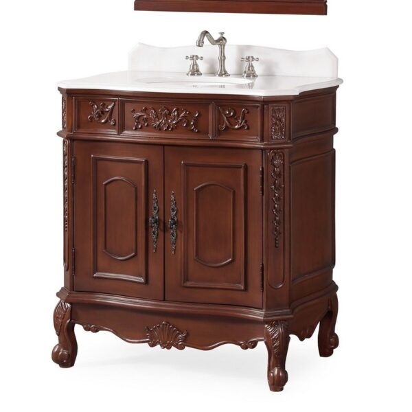 Chans Furniture HF021W-TK 33 Inches Classic Style Benson Single Sink Bathroom Vanity