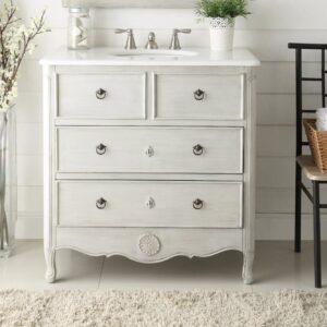 Chans Furniture HF081CK Daleville 34 Inch Distressed Grey Bathroom Sink Vanity