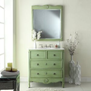 Chans Furniture HF081G Daleville 34 Inch Vintage Green Bathroom Sink Vanity