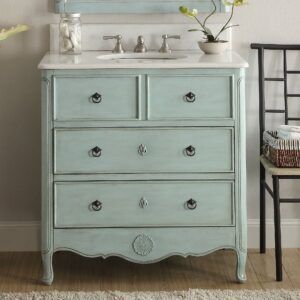 Chans Furniture HF081LB Daleville 34 Inch Distressed Blue Bathroom Sink Vanity