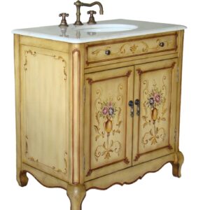 Chans Furniture HF2263 Camarin 32 Inch Soft Beige Hand Painted Bathroom Sink Vanity