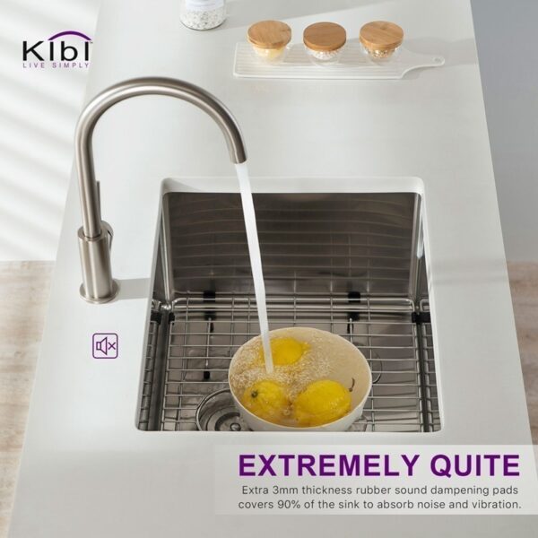 KIBI USA K1-S23 23 Inch Handcrafted Undermount Single Bowl Stainless Steel Kitchen Sink