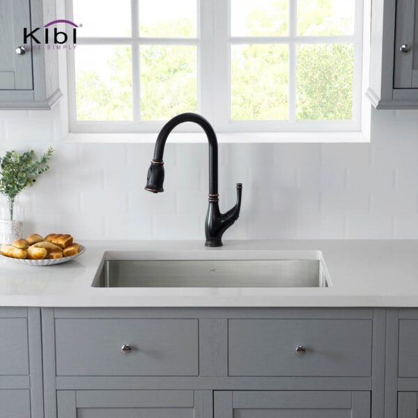 KIBI USA K1-S28 28 Inch Handcrafted Undermount Single Bowl Stainless Steel Kitchen Sink