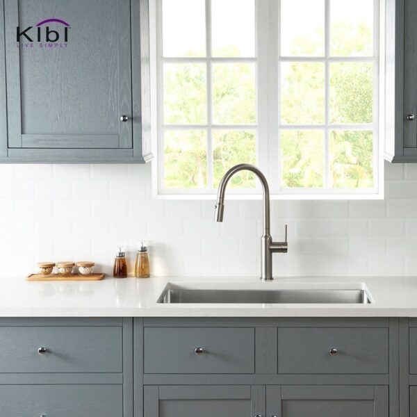 KIBI USA K1-S33 32 3/4 Inch Handcrafted Undermount Single Bowl Stainless Steel Kitchen Sink