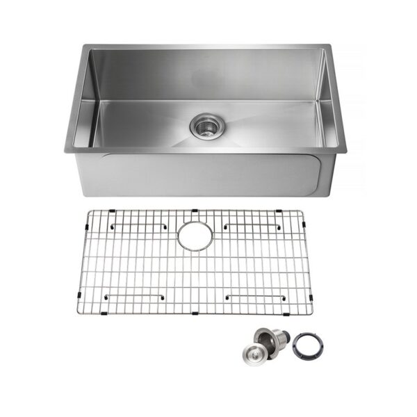 KIBI USA K1-S33 32 3/4 Inch Handcrafted Undermount Single Bowl Stainless Steel Kitchen Sink