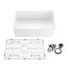 KIBI USA K2-SF30 Landis 30 Inch Fireclay Farmhouse Undermount Kitchen Sink with Bottom Grid and Strainer - White