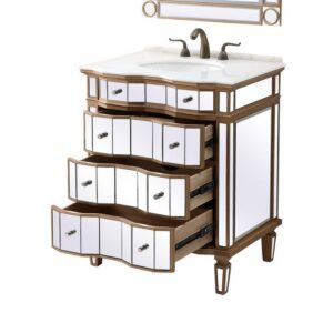 Chans Furniture K2288-30 Asselin 36 Inch Bathroom Mirrored Sink Vanity