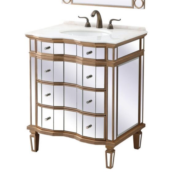 Chans Furniture K2288-30 Asselin 36 Inch Bathroom Mirrored Sink Vanity