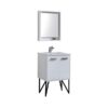 Kubebath KB24GW Bosco 24 Inch Modern Bathroom Vanity with Quartz Countertop and Matching Mirror