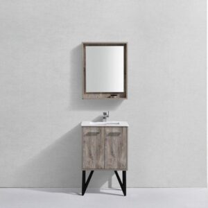 Kubebath KB24NW Bosco 24 Inch Modern Bathroom Vanity with Quartz Countertop and Matching Mirror