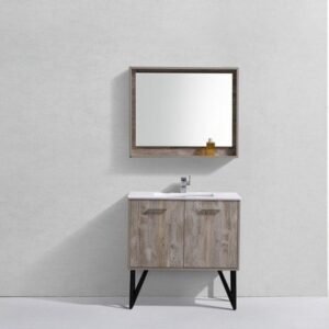 Kubebath KB36NW Bosco 36 Inch Modern Bathroom Vanity with Quartz Countertop and Matching Mirror