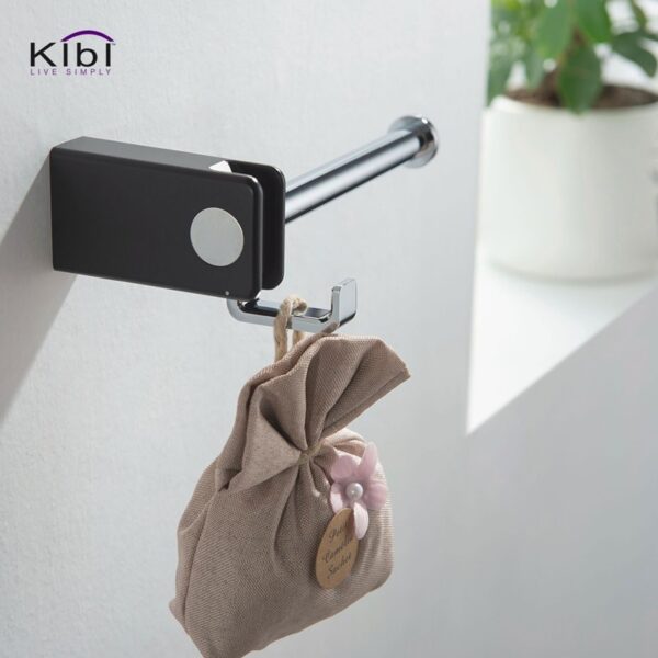 KIBI USA KBA1002 Artis 6 3/8 Inch Wall Mounted Tissue Holder with Hook