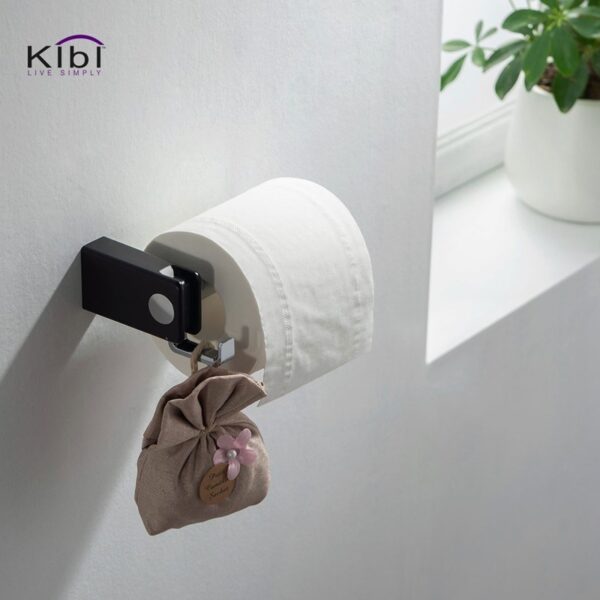 KIBI USA KBA1002 Artis 6 3/8 Inch Wall Mounted Tissue Holder with Hook