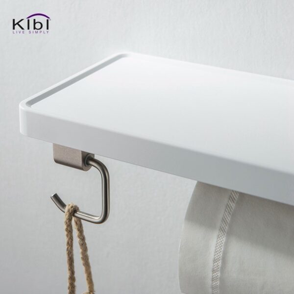 KIBI USA KBA1207BN Deco 9 5/8 Inch Wall Mounted Tissue Holder with Shelf - Brushed Nickel