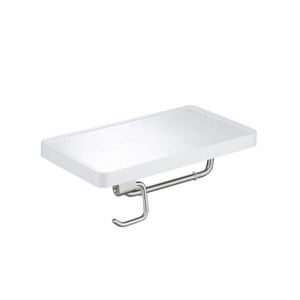 KIBI USA KBA1207BN Deco 9 5/8 Inch Wall Mounted Tissue Holder with Shelf - Brushed Nickel