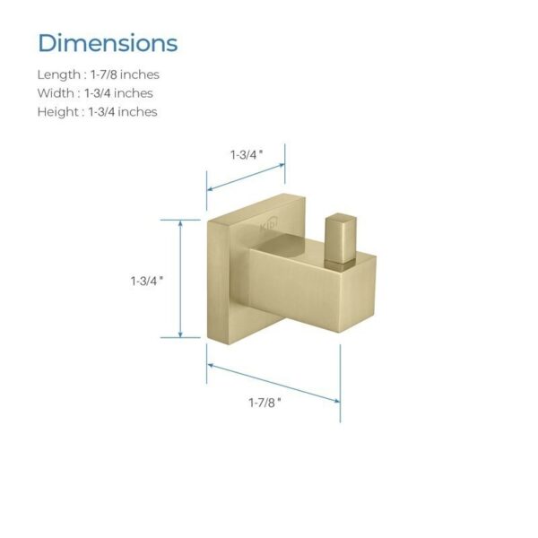 KIBI USA KBA1501 Cube 1 3/4 Inch Bathroom Towel and Robe Hook