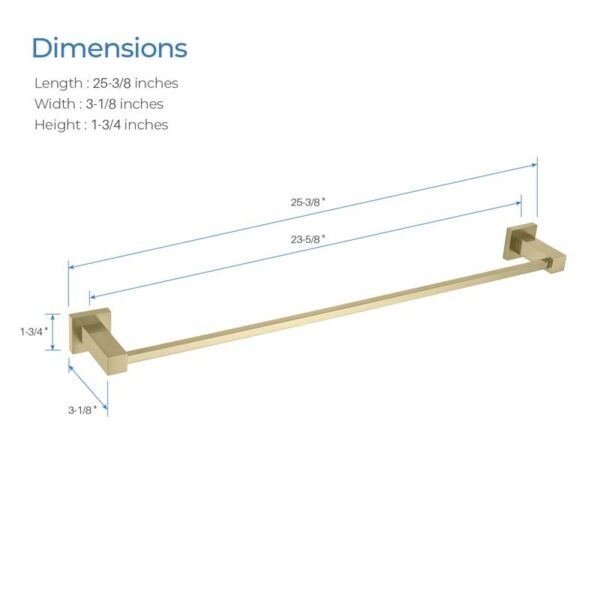 KIBI USA KBA1504 Cube 25 3/8 Inch Bathroom Towel Bar