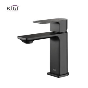 KIBI USA KBF1001 Mirage 6 3/8 Inch Single Hole Deck Mounted Lead Free Solid Brass Single Handle Bathroom Vanity Faucet with Hose