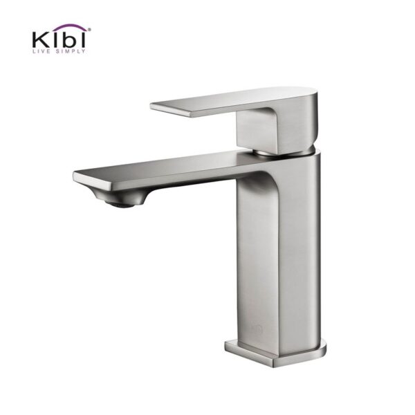 KIBI USA KBF1001 Mirage 6 3/8 Inch Single Hole Deck Mounted Lead Free Solid Brass Single Handle Bathroom Vanity Faucet with Hose