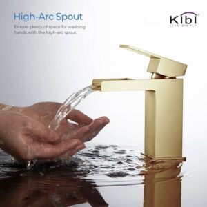 KIBI USA KBF1004 Waterfall 6 1/8 Inch Single Hole Deck Mounted Solid Brass Single Handle Sink Faucet