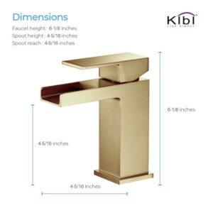 KIBI USA KBF1004 Waterfall 6 1/8 Inch Single Hole Deck Mounted Solid Brass Single Handle Sink Faucet