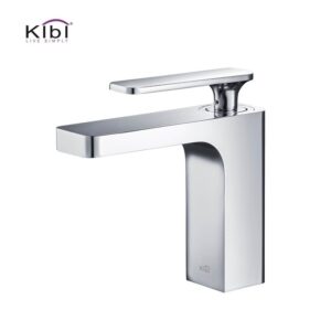 KIBI USA KBF1006 Infinity 6 1/4 Inch Single Hole Deck Mounted Lead Free Solid Brass Single Handle Bathroom Vanity Sink Faucet with Water Hose