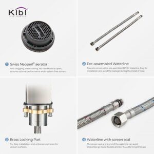 KIBI USA KBF1007 Infinity 10 1/2 Inch Single Hole Deck Mounted Lead Free Solid Brass Single Handle Bathroom Vanity Sink Faucet