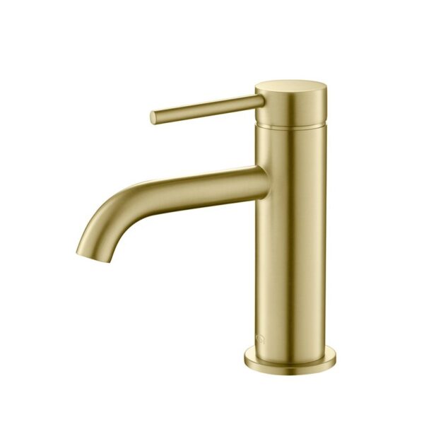 KIBI USA KBF1008 Circular 6 5/8 Inch Single Hole Deck Mounted Lead Free Solid Brass Single Handle Bathroom Faucet with Water Hose