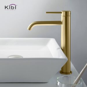 KIBI USA KBF1009 Circular 11 3/8 Inch Single Hole Deck Mounted Luxury Solid Brass Single Hole Bathroom Vessel Sink Faucet