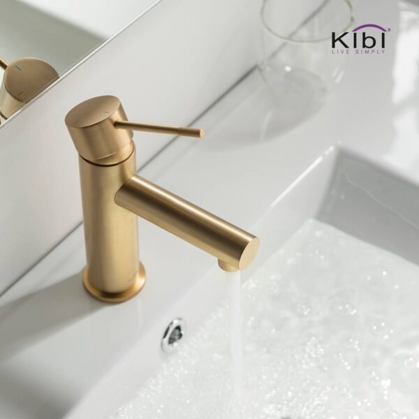 KIBI USA KBF1010 Circular X 6 7/8 Inch Single Hole Deck Mounted Luxury Solid Brass Single Hole Bathroom Faucet