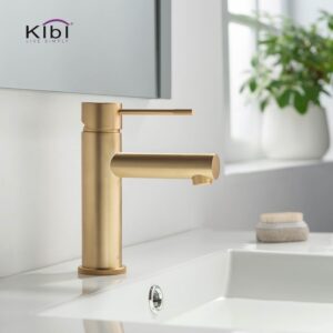 KIBI USA KBF1010 Circular X 6 7/8 Inch Single Hole Deck Mounted Luxury Solid Brass Single Hole Bathroom Faucet