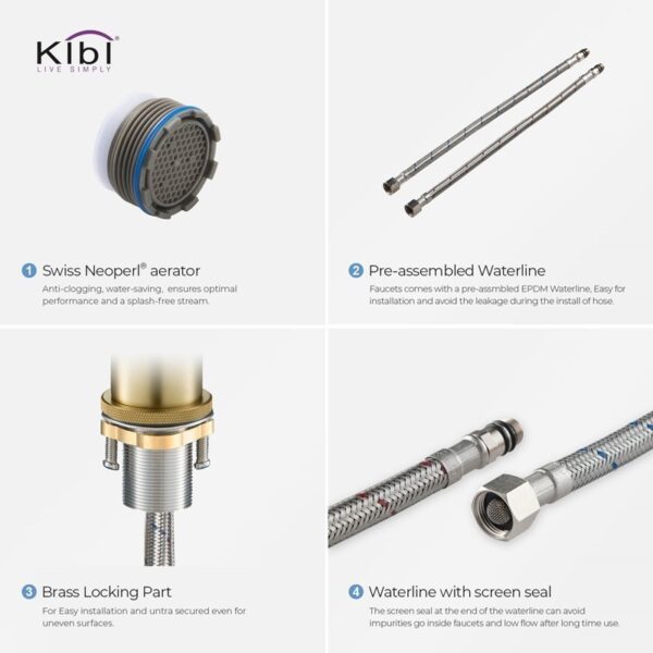 KIBI USA KBF1010 Circular X 6 7/8 Inch Single Hole Deck Mounted Luxury Solid Brass Single Hole Bathroom Faucet