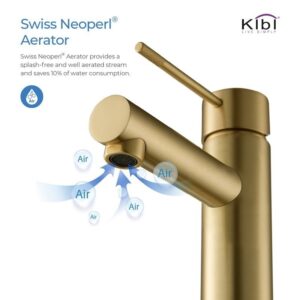 KIBI USA KBF1010 Circular X 6 7/8 Inch Single Hole Deck Mounted Luxury Solid Brass Single Hole Bathroom Faucet