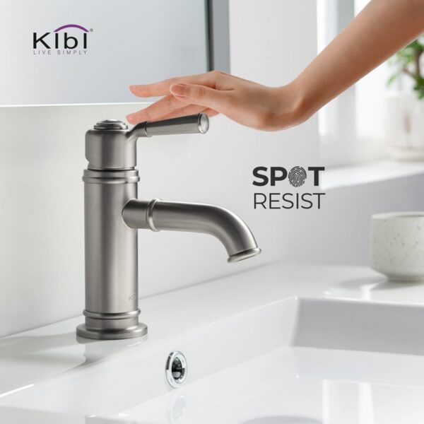 KIBI USA KBF1012 Victorian 7 1/4 Inch Single Hole Deck Mounted Solid Brass Single Handle Bathroom Vanity Sink Faucet with Water Hose