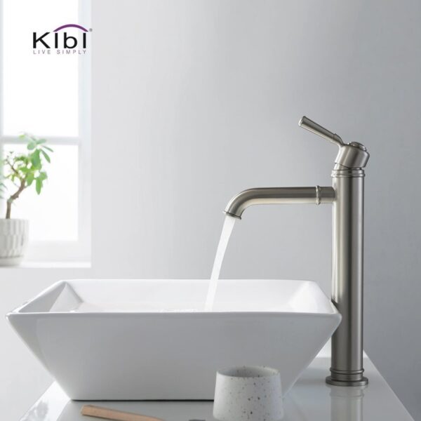 KIBI USA KBF1013 Victorian 11 1/8 Inch Single Hole Deck Mounted Lead Free Brass Bathroom Vanity Sink Faucet