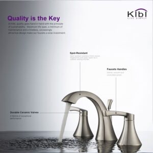 KIBI USA KBF1014 Pyramid 5 5/8 Inch Three Hole Widespread Lead Free Solid Brass Double Handle Bathroom Faucet with Water Hose