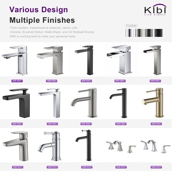 KIBI USA KBF1014 Pyramid 5 5/8 Inch Three Hole Widespread Lead Free Solid Brass Double Handle Bathroom Faucet with Water Hose