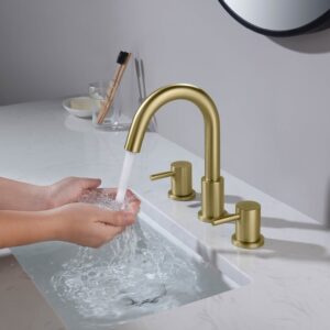 KIBI USA KBF1016 Circular 9 1/8 Inch Three Hole Widespread Basin Faucet