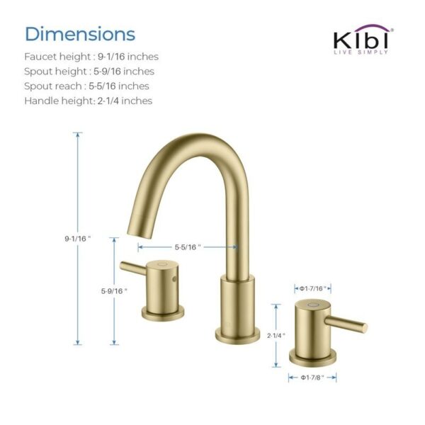 KIBI USA KBF1016 Circular 9 1/8 Inch Three Hole Widespread Basin Faucet