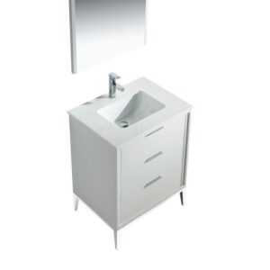 Kubebath KD9924 Divani 24 Inch Freestanding Single Sink Bath Vanity with Quartz Counter Top