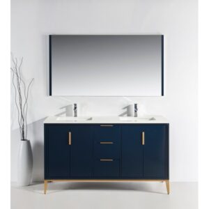 Kubebath KD9960 Divani 60 Inch Freestanding Double Sink Bath Vanity with Quartz Counter Top