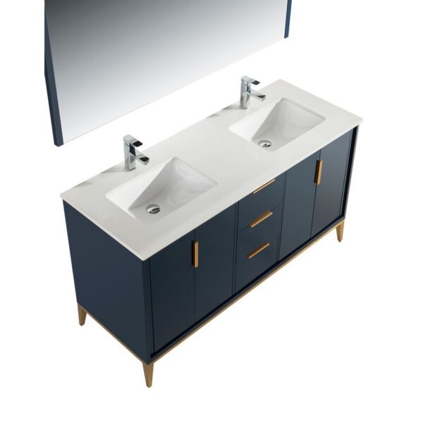 Kubebath KD9960 Divani 60 Inch Freestanding Double Sink Bath Vanity with Quartz Counter Top